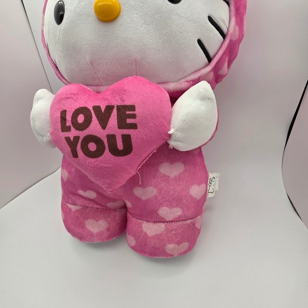 Hello Kitty Valentines Day Greeter Plush Pink Heart Pajama Toy Love You Pillow - Picture 5 of 13